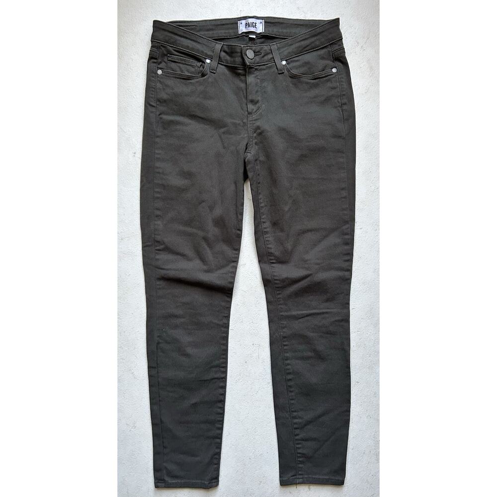 PAIGE Verdugo Ankle Skinny Jeans Size 27 Dark Moss Made in USA Stretch Denim